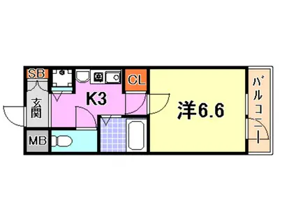 ロイヤルヒル神戸三ノ宮II(1K/3階)の間取り写真