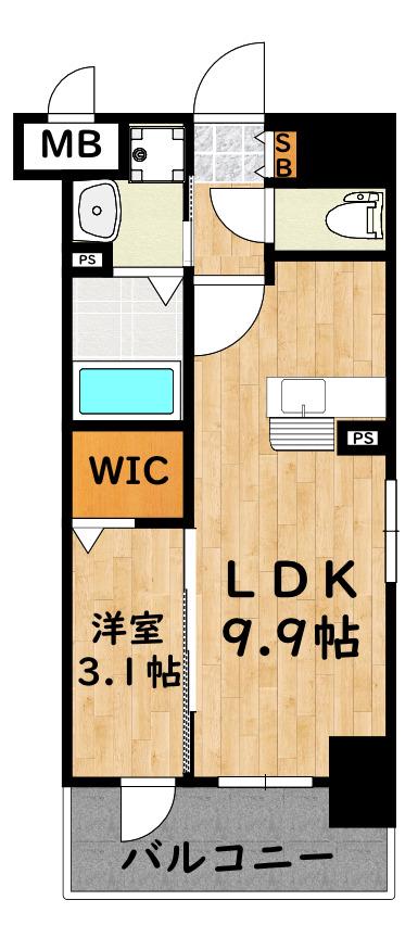 サーレ薬院(1LDK/8階)の間取り写真