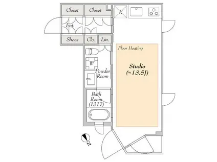 ルミークスイート恵比寿(ワンルーム/2階)の間取り写真