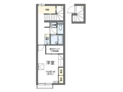 プラシード竹丘II(1K/2階)の間取り写真