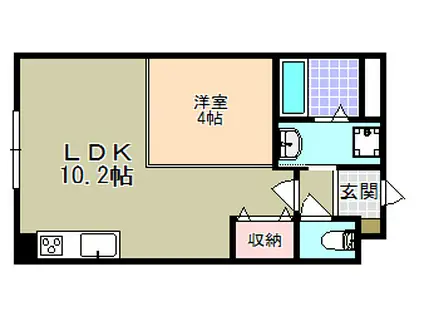 HILLS VILLAGE(ワンルーム/2階)の間取り写真