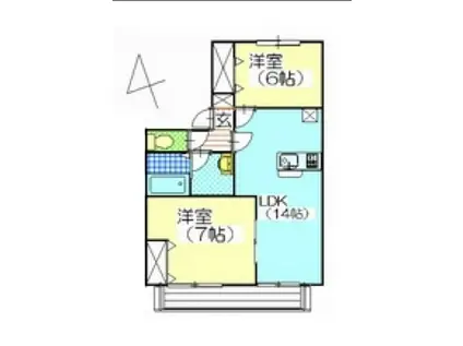 カーサ松崎(2LDK/1階)の間取り写真