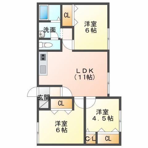 大町ハイツ(3LDK/1階)の間取り写真