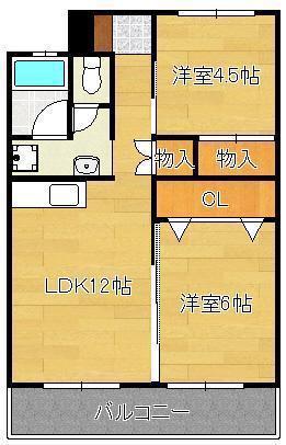 通谷グリーンハイツ(2LDK/7階)の間取り写真