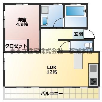 RENATUS若葉(1LDK/2階)の間取り写真