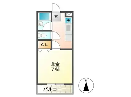 ジブリールN(1K/3階)の間取り写真