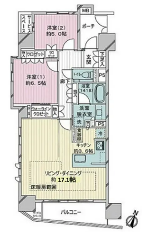 ジオ新宿若松町 13階階 間取り