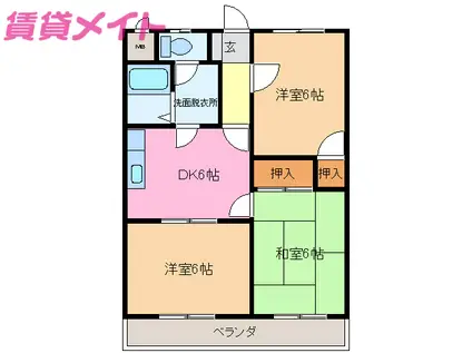 ラ・ブランシュ(3DK/2階)の間取り写真