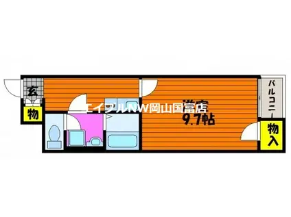 レオネクストブルーム長船(1K/1階)の間取り写真