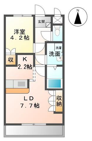 メゾン デ ファミーユ K(1LDK/2階)の間取り写真