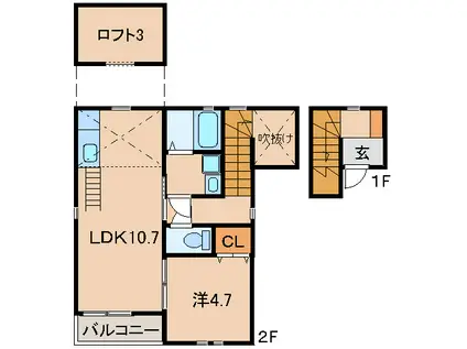 OH HAPPY DAY(1LDK/2階)の間取り写真