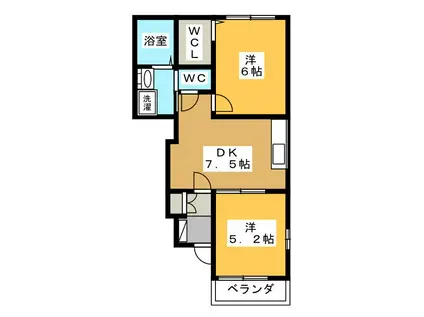 フォレストPARK A(2DK/1階)の間取り写真