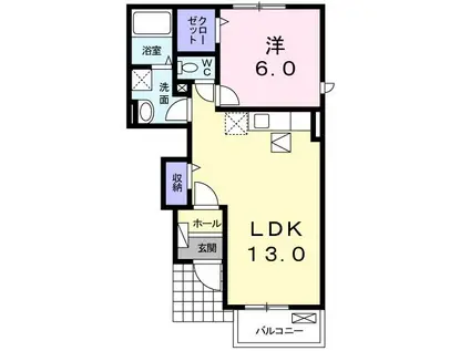 サウスタウン水野B(1LDK/1階)の間取り写真