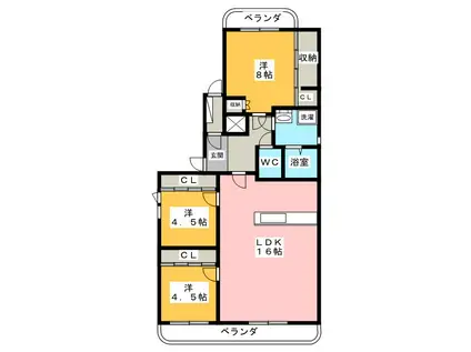 プレアール大垣本町(3LDK/9階)の間取り写真