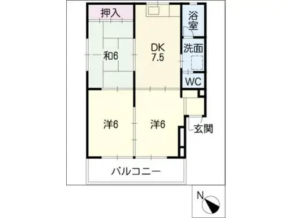 フラワーハイツ(3DK/2階)の間取り写真