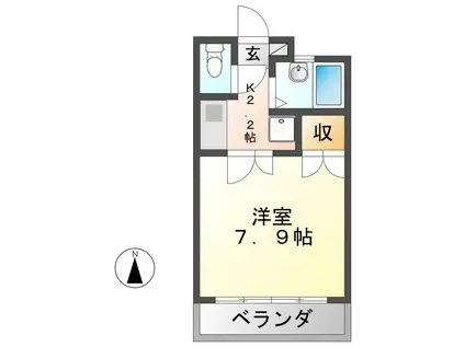 LIBERTY(1K/2階)の間取り写真