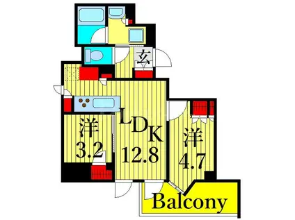 NIDO南千住(2LDK/13階)の間取り写真