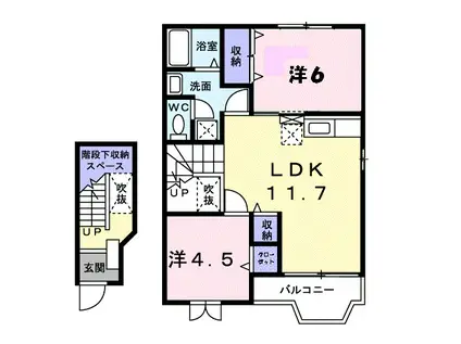 ピース・コアC(2LDK/2階)の間取り写真