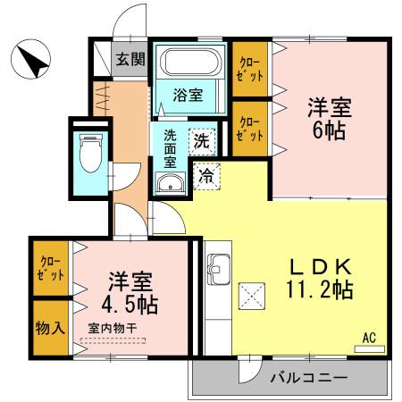ノール プラージュ(2LDK/1階)の間取り写真