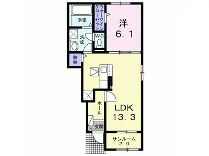 カームリープレイス II(1LDK/1階)の間取り写真