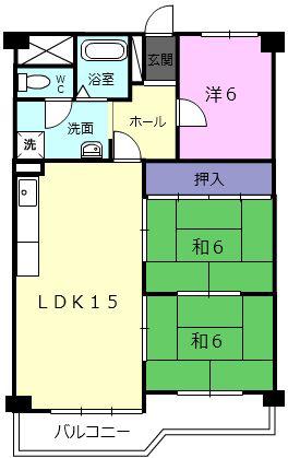 三和平城グランドパレス(3LDK/2階)の間取り写真