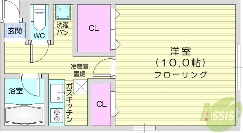 アーバンハイム一本杉(1K/2階)の間取り写真