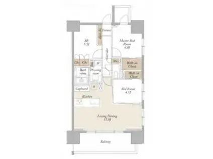 ライトテラス新宿御苑(2SLDK/12階)の間取り写真