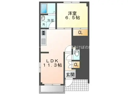 イーストサイドフジ(1LDK/1階)の間取り写真