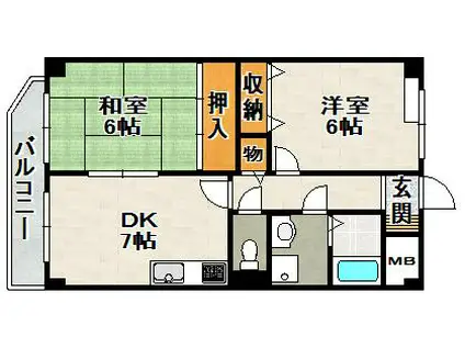 パルティメゾン中山(2DK/4階)の間取り写真