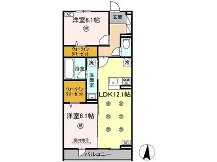 M&S RESIDENCE LIEN(2LDK/2階)の間取り写真