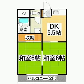 コーポマルタ(2DK/2階)の間取り写真