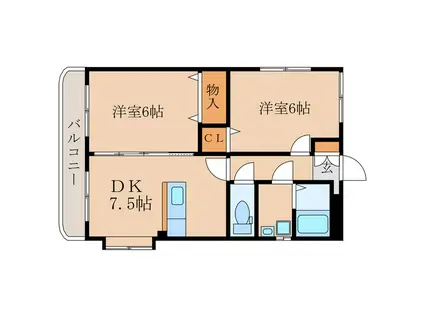 コンフォートマンション(2DK/1階)の間取り写真