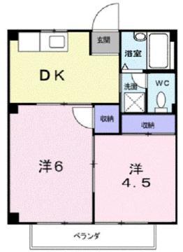 シティハイツ田辺(2DK/2階)の間取り写真