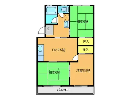 メゾン鹿島I(3LDK/4階)の間取り写真