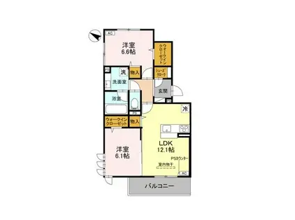 リヴェール京都桂(2LDK/3階)の間取り写真