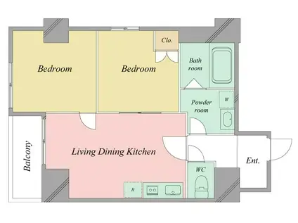 フェリチタ越谷駅前(2LDK/7階)の間取り写真
