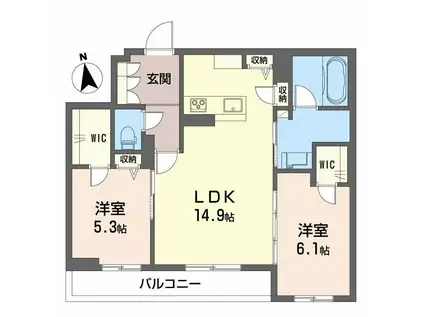 トレジオ野田町(2LDK/2階)の間取り写真