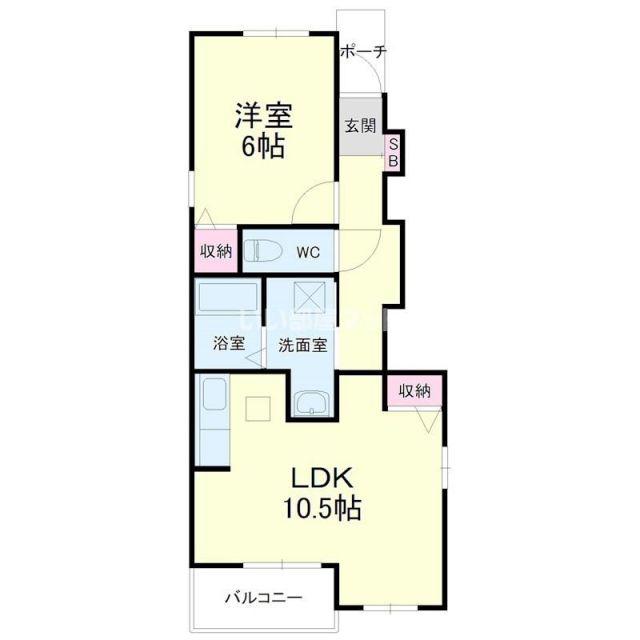 笠麓館北(1LDK/1階)の間取り写真