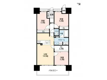 アルファステイツ天神町(3LDK/10階)の間取り写真