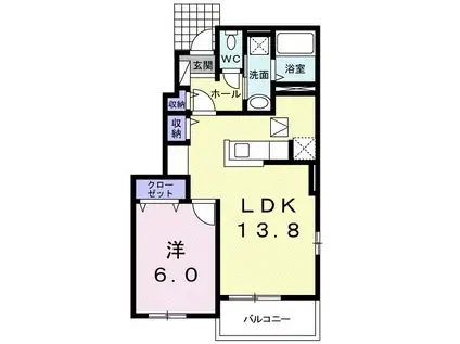 ポンドI(1LDK/1階)の間取り写真