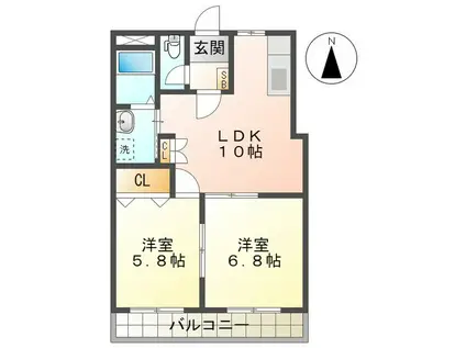 ハウスオブサンタ(2LDK/3階)の間取り写真