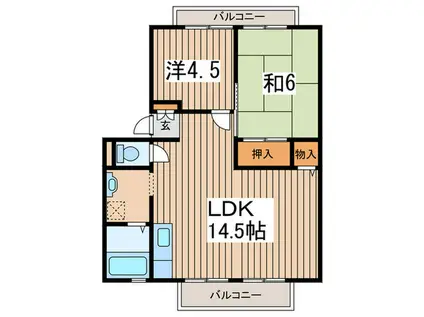 サンガーデン南町田C棟(2LDK/2階)の間取り写真
