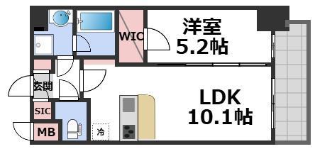 スプランディッド弁天町DUE(1LDK/8階)の間取り写真
