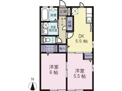 ベルドミールK`S(2DK/2階)の間取り写真