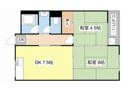 湖東サンコーポ(2DK/3階)の間取り写真