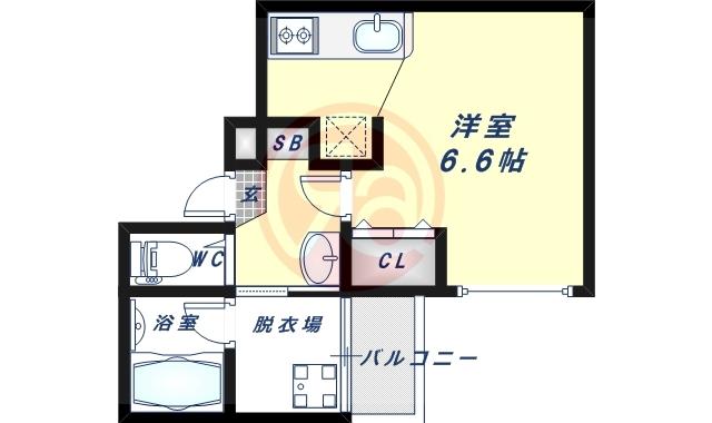 リバーライズ東小橋(ワンルーム/5階)の間取り写真