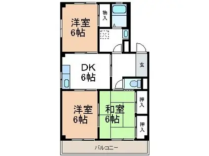 ハイツ高根(3DK/1階)の間取り写真