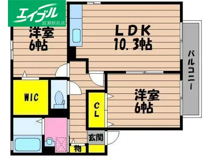 フォーチューン真壁B(2LDK/1階)の間取り写真
