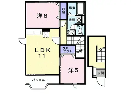 ソレイユ.エムII(2LDK/2階)の間取り写真