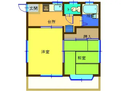 高橋ハイツ(2K/1階)の間取り写真